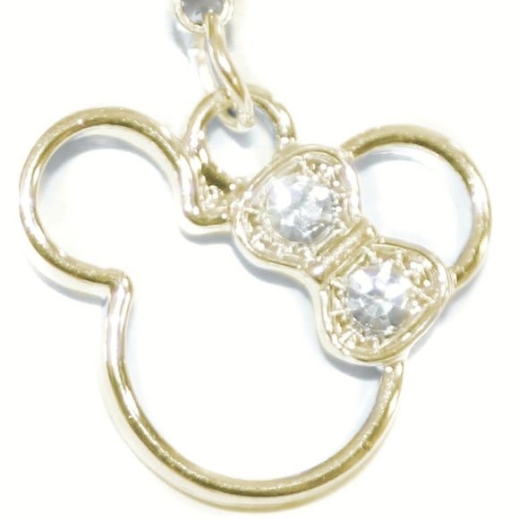 Golden Disney Hollow Minnie Mouse crystal bow earrings - Picture 2 of 6